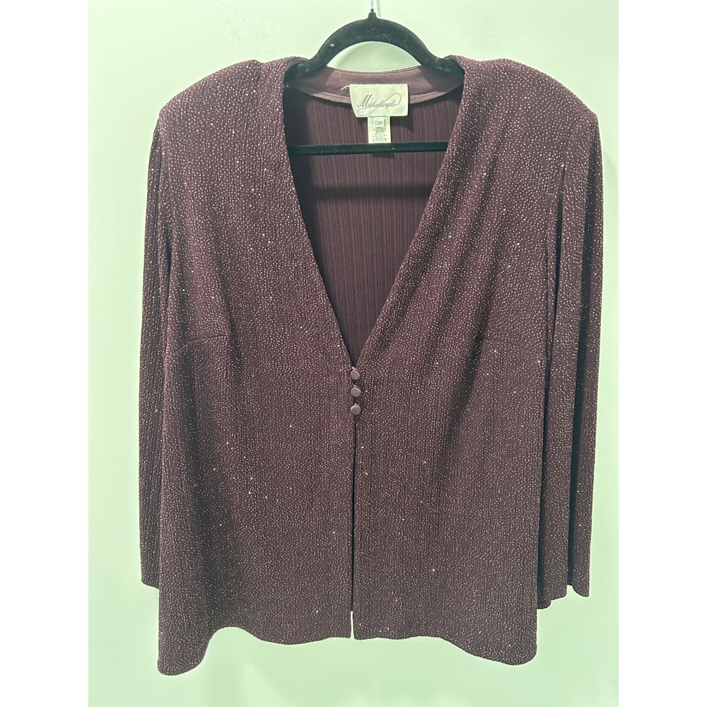 Michaelangelo Purple Glitter Evening Jacket Plus Size 22WP Shimmer Formal Blazer